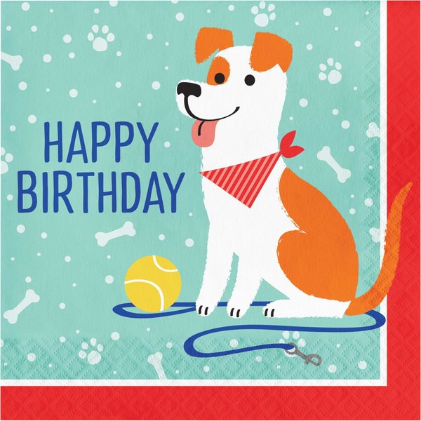 Creative Converting Dog Party Birthday Napkins, 6.5", 192PK 336047